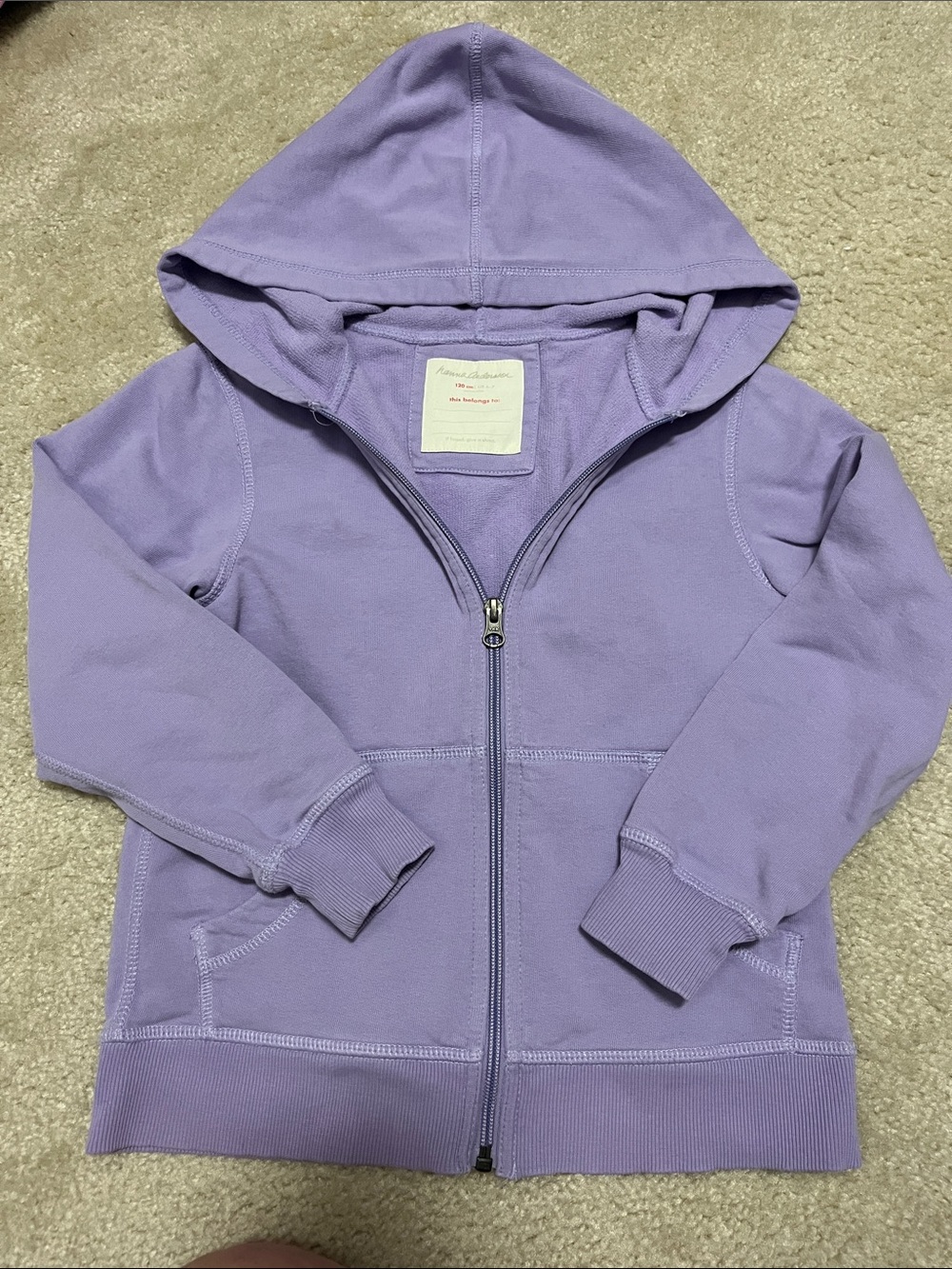 Hanna Andersson Lavender Zip-Up Hooded Sweatshirt